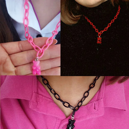 Kawaii Candy Bear Choker Necklace 🍬✨ | Cute Resin Jewelry for Girls & Women | Perfect Gift for Parties & Daily Wear 🎁💖