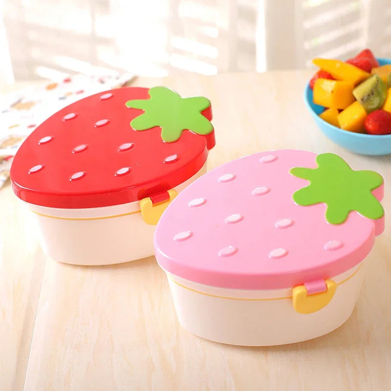 Kawaii Strawberry Lunch Box 🍓✨ | 500ml Cute Bento Box for Kids 🍱💖 | Microwave Safe & Leakproof!