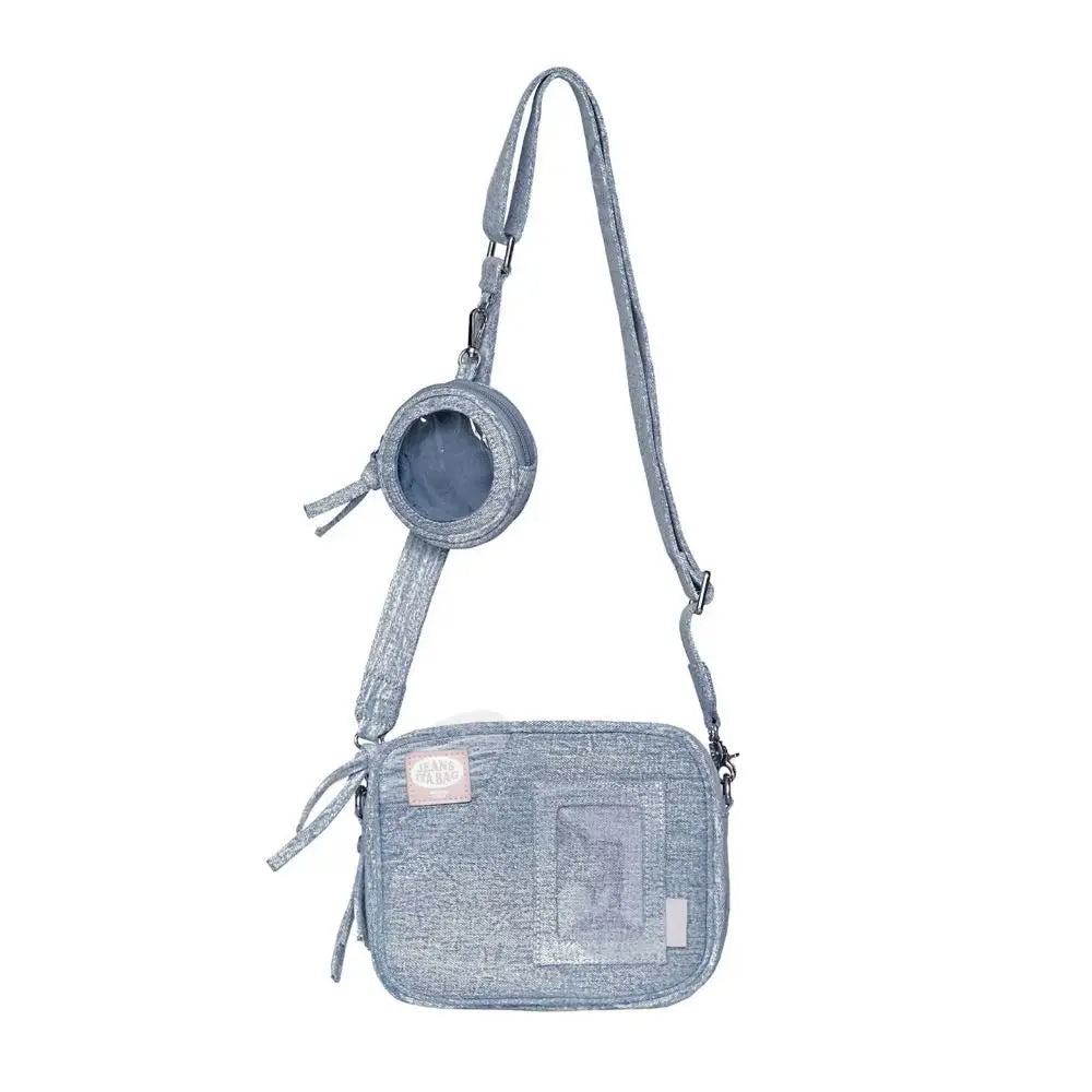 Kawaii Vintage Denim Baguette Bag 🌟✨ Cute Crossbody Handbag for Women 💖