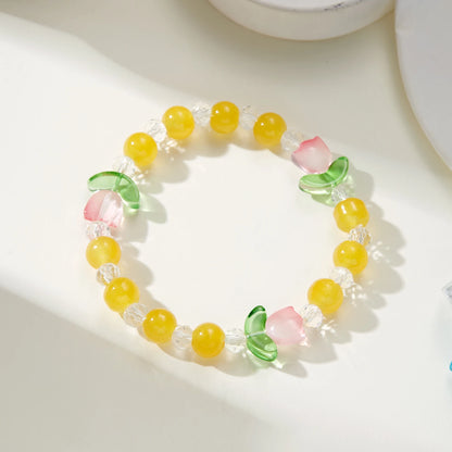 🌸 Kawaii Tulip Charm Bracelet 🎉 Colorful Beads for Fun Parties & Friendship 💖