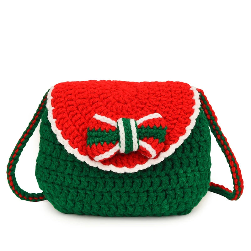 Pastel Christmas Crochet Shoulder Bag For Women Flap Purse Knit Clutch 🧶✨
