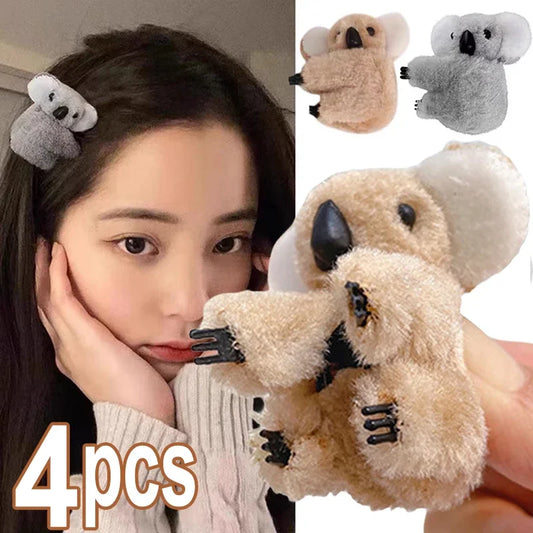 Kawaii Koala Bear Plush Hair Clips for Adorable Hairstyles 🐨✨ Cute Animal Hairpins for Women & Girls - Perfect for Daily Wear! 🎀