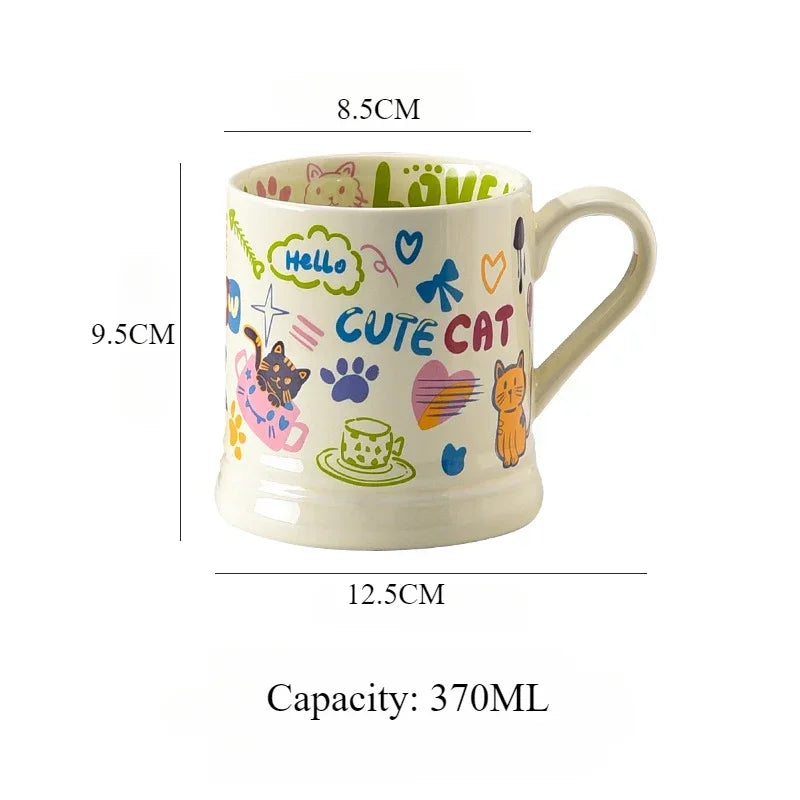 🌸 Kawaii Cat & Flower Ceramic Mug 🌼 Cute Drinkware for Coffee & Tea 🐱✨