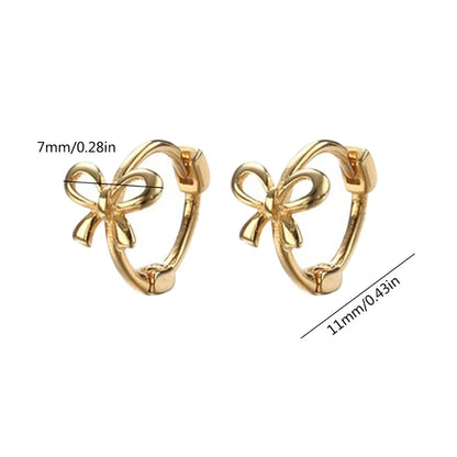 Kawaii Bowknot Hoop Earrings 🎀✨ Cute Ear Piercing Jewelry for Trendy Fashionistas!