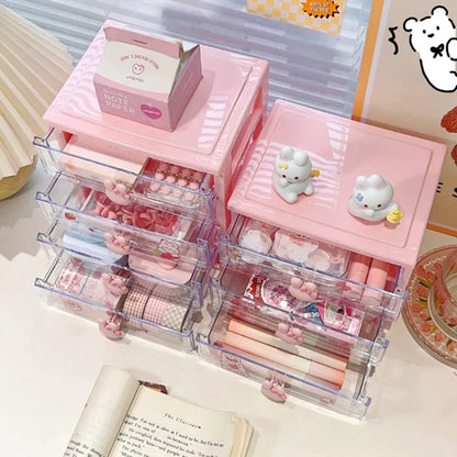 Kawaii Desktop Organizer 🌈✨ - Cute Drawer Box for Stationery & Hair Accessories 💖🖊️