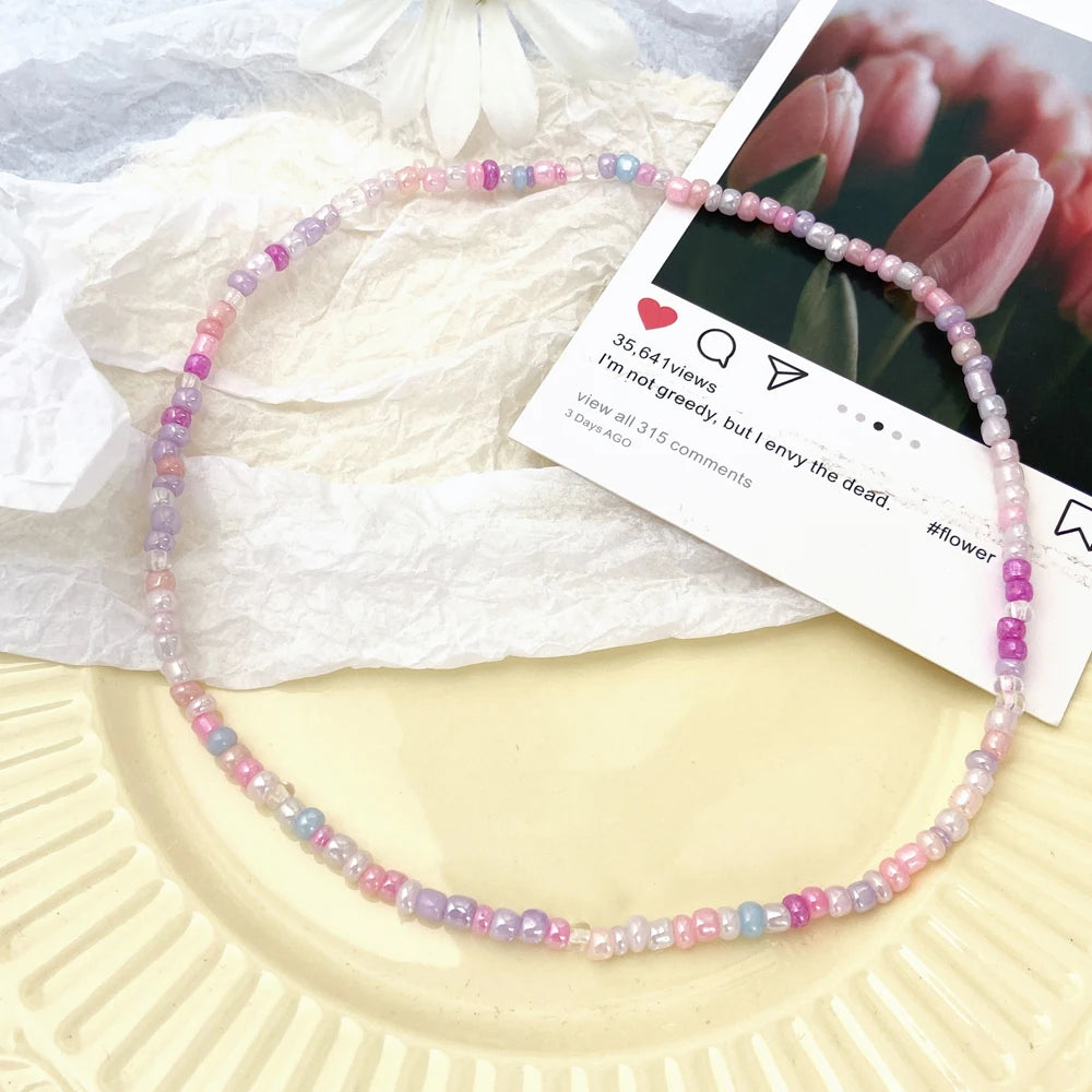 Whimsical Blossom Pearl Choker 🌸✨ Cute Colorful Beaded Necklace for Trendy Women! 🎀💖