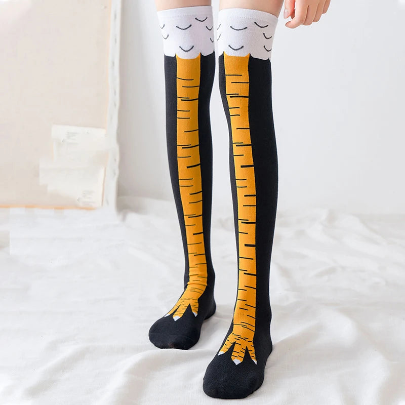 🐔 Kawaii Chicken Claw Thigh High Socks - Fun 3D Print Over Knee Stockings for Women 🧦✨