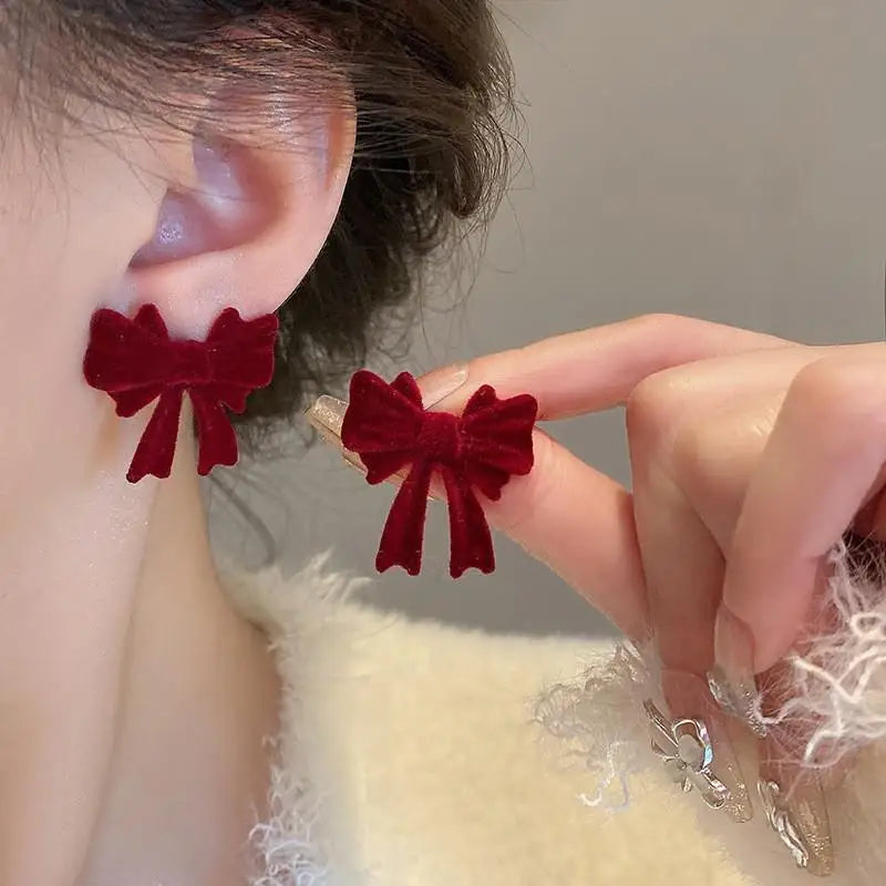 Charming Wine Red Bow Pearl Tassel Earrings 🎀🌟 | Kawaii 2024 Bridal Jewelry ✨