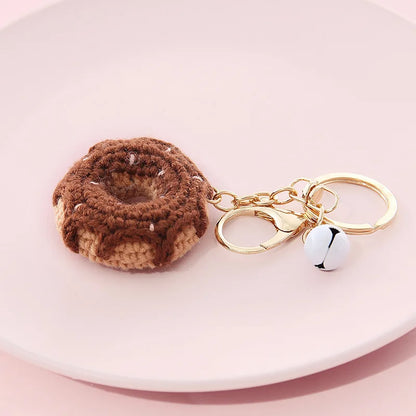 Crochet Donut Keychain Plush Bag Charm Cute Key Ring For Keys 🍩🧶