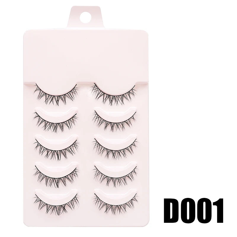 Pastel Little Devil Anime Lashes 5 Pairs Clear Band Full Strip For Natural Daily Manga Style Eyelashes 😈👁️✨
