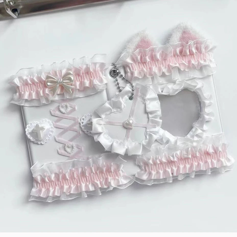 Pastel Kpop Photocard Binder With Ribbon Holder Keychain 🎀 Cute School Supplies