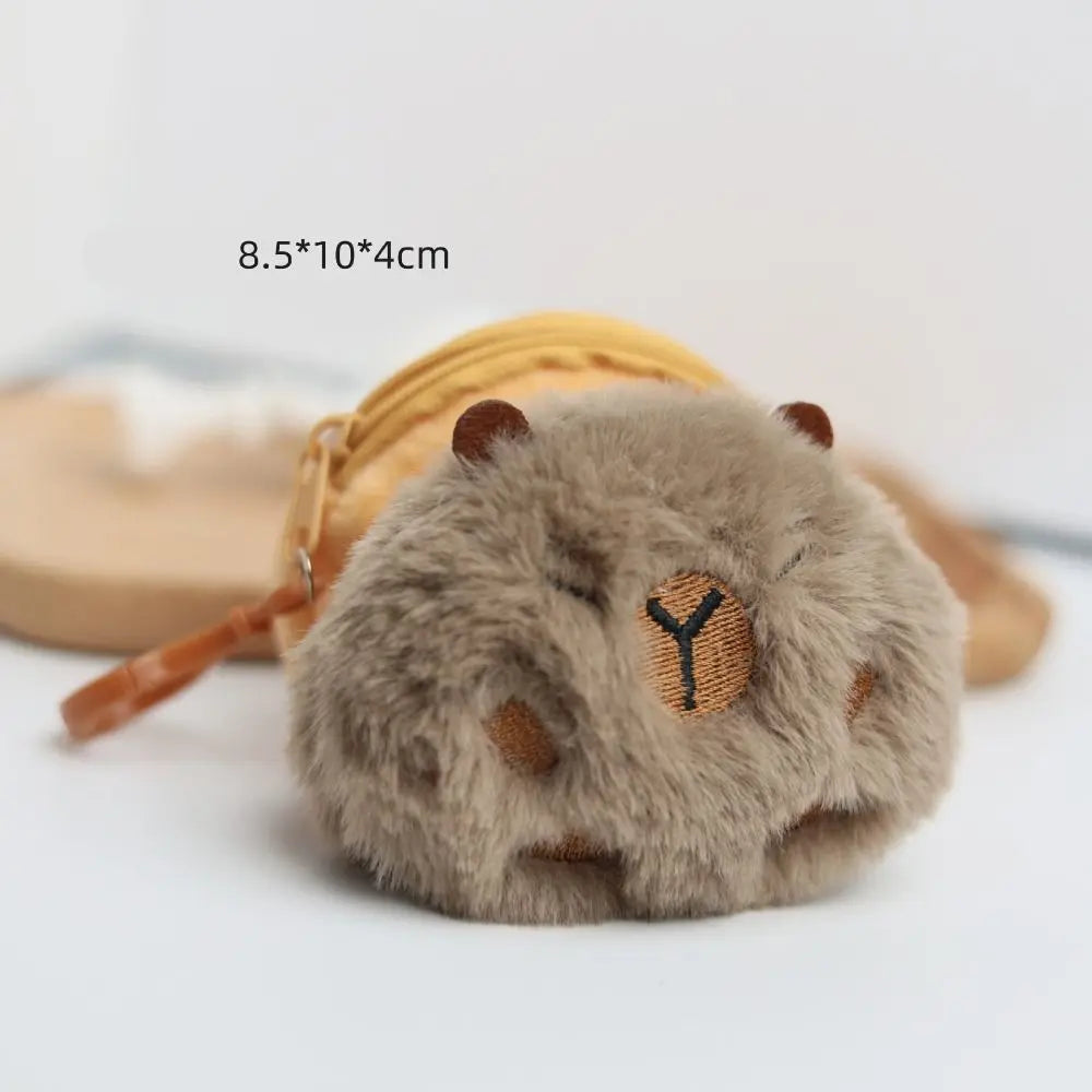 Kawaii Capybara Plush Coin Purse 🐾✨ Cute Cartoon Round Bag for Headphones & More! 🎀