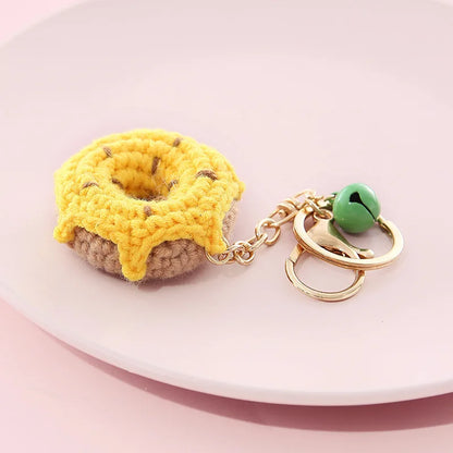 Crochet Donut Keychain Plush Bag Charm Cute Key Ring For Keys 🍩🧶