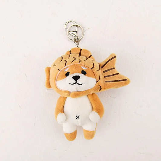 Kawaii Shiba-Inu Taiyaki Plush Keychain 🎀🐶 | Adorable Akita Inu & Husky Backpack Charm | Cute Stuffed Toy Gift for Kids! 🎁✨