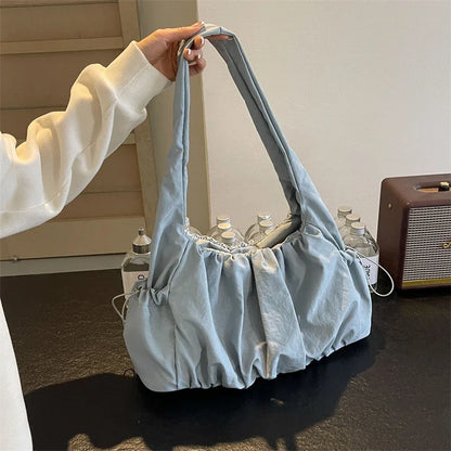 Kawaii Chic Nylon Pleated Crossbody Bag 🎀✨ | Trendy Women's Tote with Large Capacity - Perfect for Casual Adventures! 👜💕