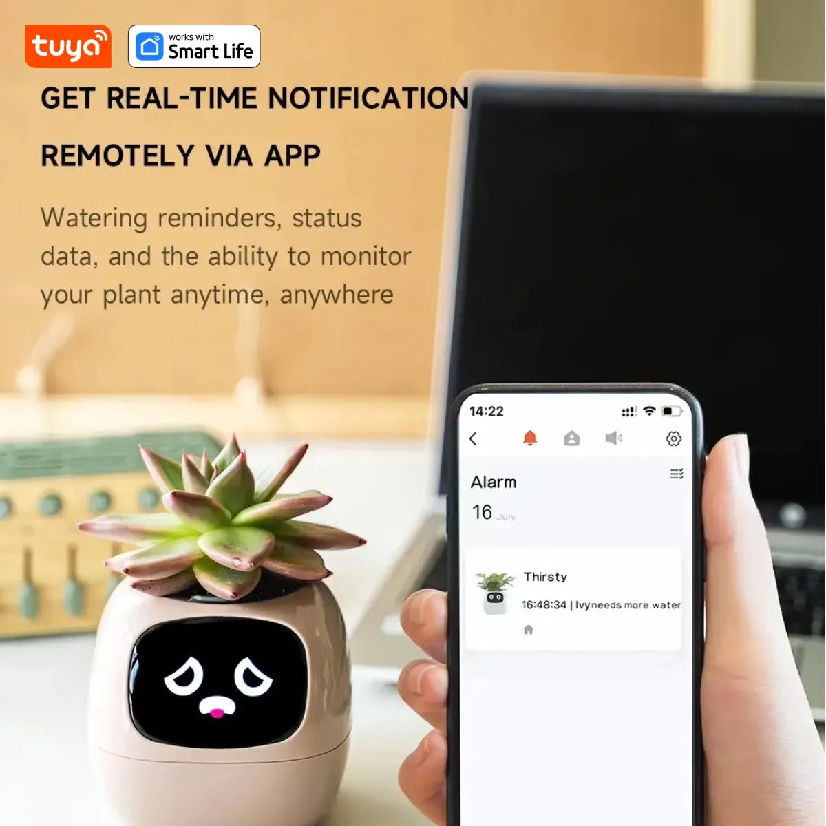 Kawaii Tuya Ivy Smart Planter 🌱✨ - 49 Adorable Expressions & 7 Smart Sensors for Effortless Plant Care! 🌼💖