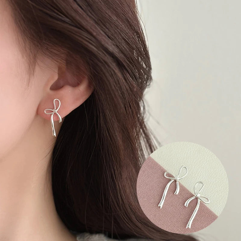 Kawaii Bow Knot Earrings ✨ |  925 Sterling Silver Tassel Jewelry for Women 💖 | Perfect Gift for Her 🎁