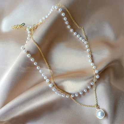 Kawaii Kpop Pearl Choker Necklace 🌟✨ Double Layered Charm for Trendy Girls 🎀💕 Perfect Gift for Parties & Special Occasions!