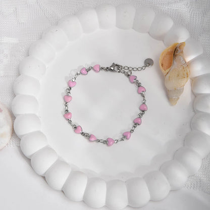 Charming Heart Shaped Chain Bracelet Stainless Steel 14K Plated Chic Jewelry For Women 💗💎✨