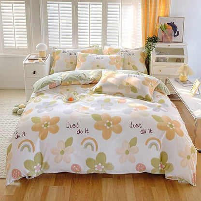 Adorable Strawberry Dreams Reversible Kawaii Bedding Set 🍓✨ Soft Cotton Duvet Cover with Pillowcases