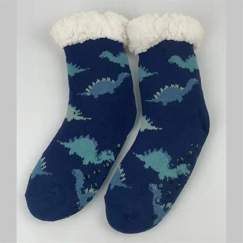 Fluffy Winter Socks For Women Warm Plush Non Slip Slipper Snowflake Gift ❄️🎁