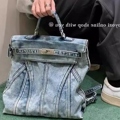 Kawaii Denim Dream Backpack 🎒✨ | Cute Retro Style Bag for Girls | Perfect for College & Everyday Fun! 🌼💖