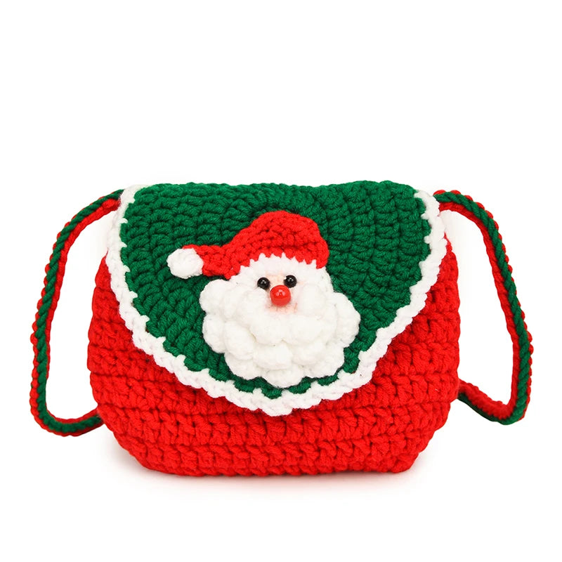 Pastel Christmas Crochet Shoulder Bag For Women Flap Purse Knit Clutch 🧶✨