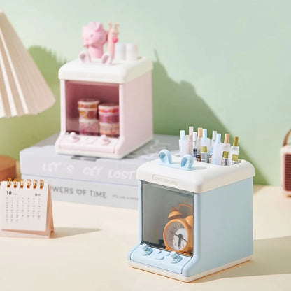 Kawaii Multi-Grid Penholder 🐾✨ - Cute Cartoon Brush & Pencil Storage Rack for Desk Organization! 🖍️💕