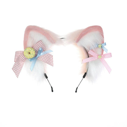 Kawaii Cat Ear Headband 🎀✨ - Cute Lolita Donut Candy Anime Accessory for Women 🐾💕