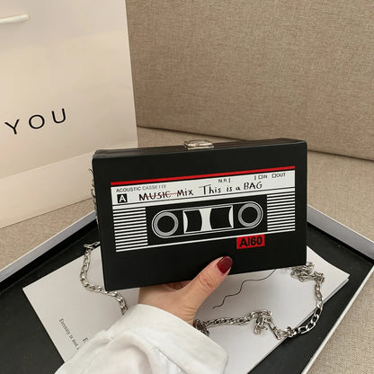 Kawaii Retro Tape Radio Shoulder Bag 🎶✨ | Adorable Square Crossbody for Trendy Vibes 💖
