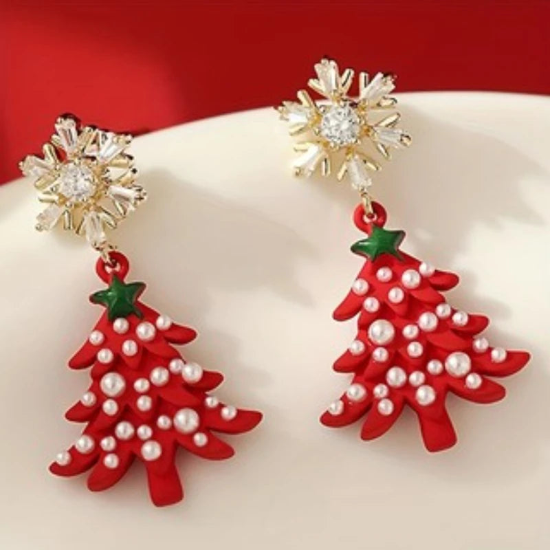 Cute Snowflake Christmas Tree Earrings For Women Holiday Gift 🎄✨