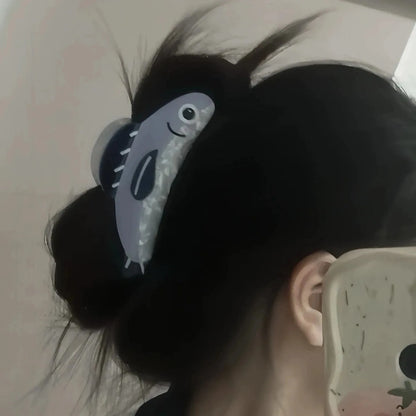 Ocean Sardine Hair Clip Cute Shark Texture Ponytail Holder Hair Accessory 🐟✨