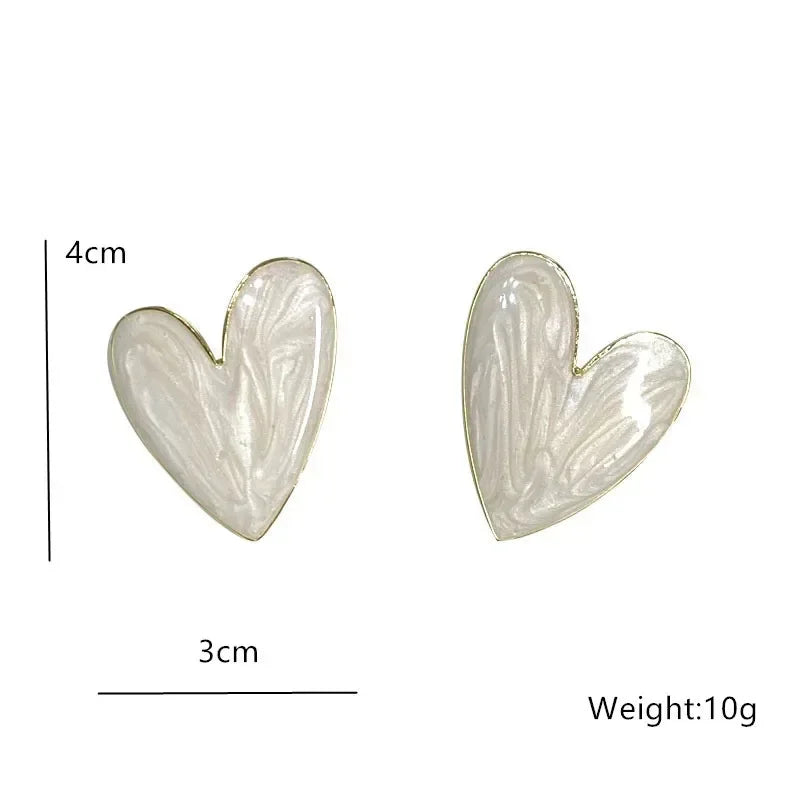 Kawaii Heart Love Earrings 💖✨ - Personalized Retro White Studs for Women