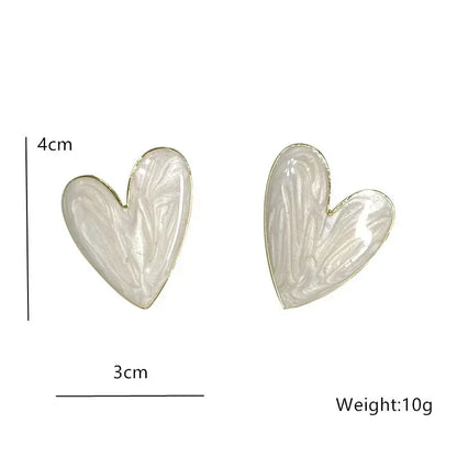 Kawaii Heart Love Earrings 💖✨ - Personalized Retro White Studs for Women
