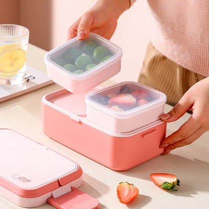 🌟 Bento Buddy: Adorable 3-in-1 Bamboo Fiber Lunch Box 🍱✨ - Double Layer Delight with Cutlery for School, Picnics & More! 🥢💕 - Pixie Quill