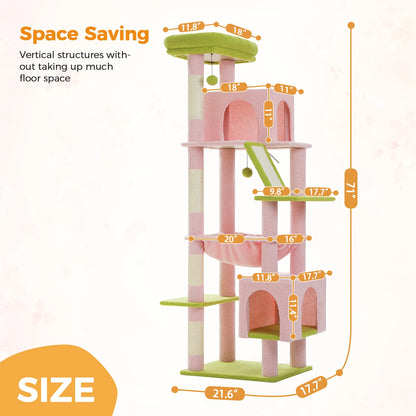 Cactus Cat Tree 71 Inch Tall Indoor Cat Tower With Multi Level Big Condo Pads 🐱🌵