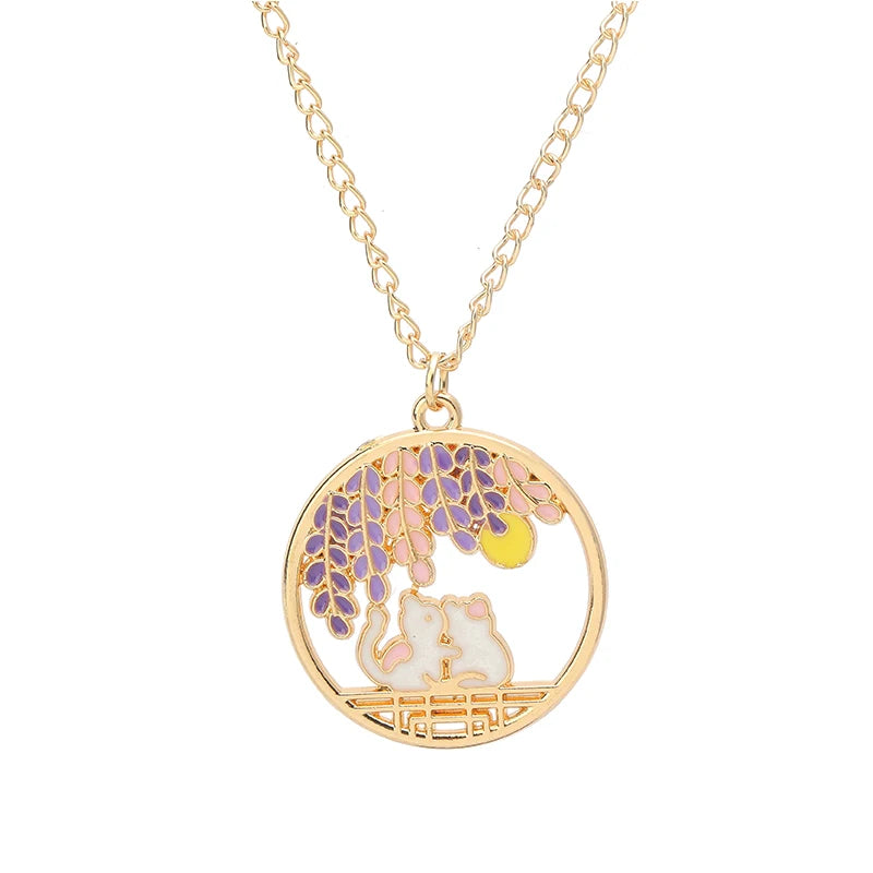 🐰✨ Adorable Sakura Bunny & Cat Pendant Necklace - Cute Charm for Trendy Ladies! 🌸💖 - Pixie Quill