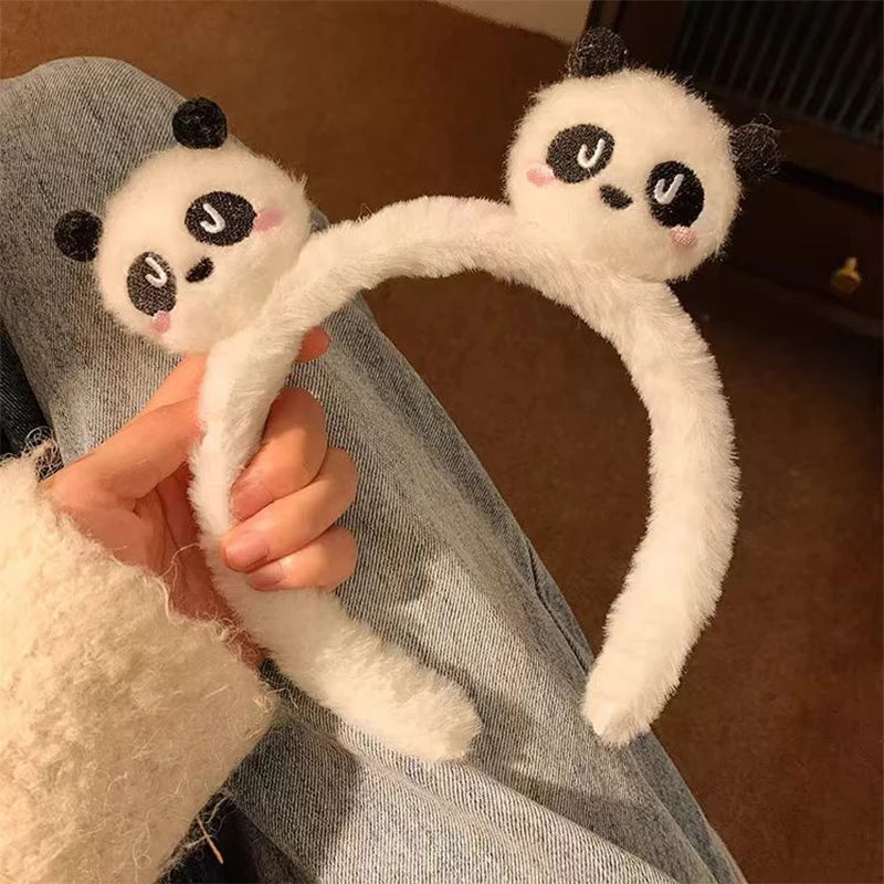 Kawaii Panda Plush Hair Band 🐼✨ | Non-Slip Cartoon Face Wash Headband for Girls | Cute Cotton Hair Accessories