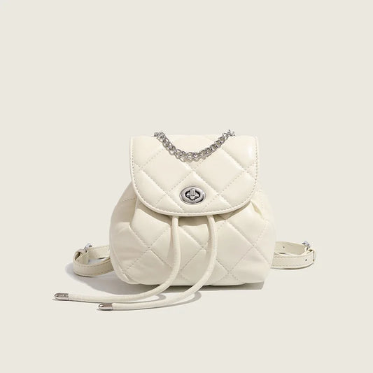 Kawaii 2024 Rhombus Chain Backpack 👜✨ | Cute White Women's Fashion Bag 🌸💖