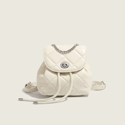 Kawaii 2024 Rhombus Chain Backpack 👜✨ | Cute White Women's Fashion Bag 🌸💖