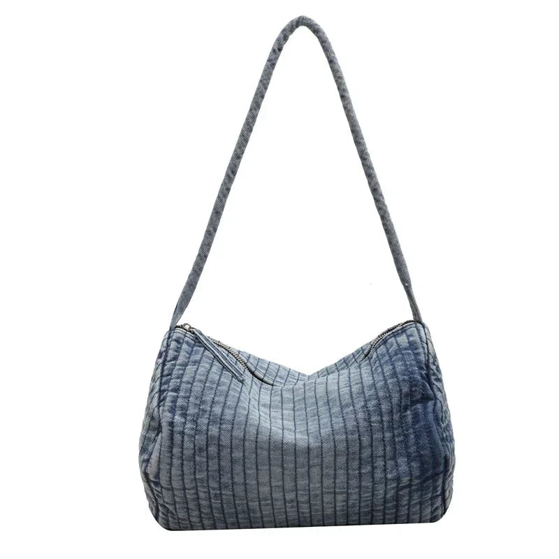 Kawaii Denim Crossbody Bag 🎀 | Stylish Zipper Shoulder Bag for Women 👜✨ | High Capacity & Soft Design! 🌈