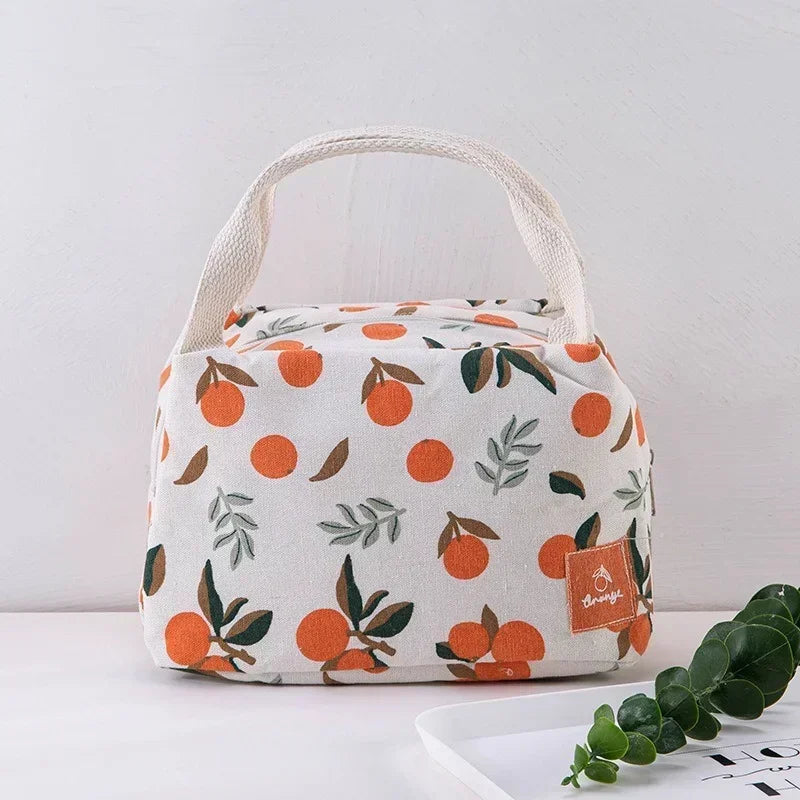 Adorable Kawaii Fruit Lunch Bag 🍓🍉 | Insulated Cotton Bento Pouch for School & Work 🍏💖