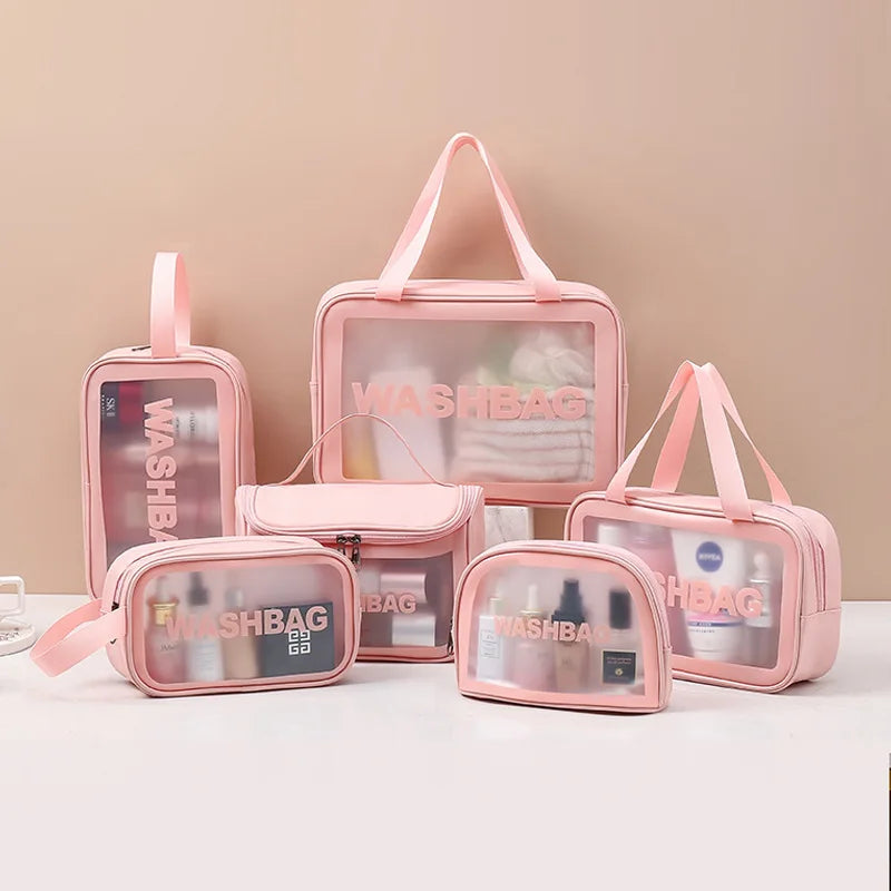 Kawaii Waterproof Travel Makeup Bag 🌟✨ | Cute Transparent Cosmetic Organizer for Women 💖✈️