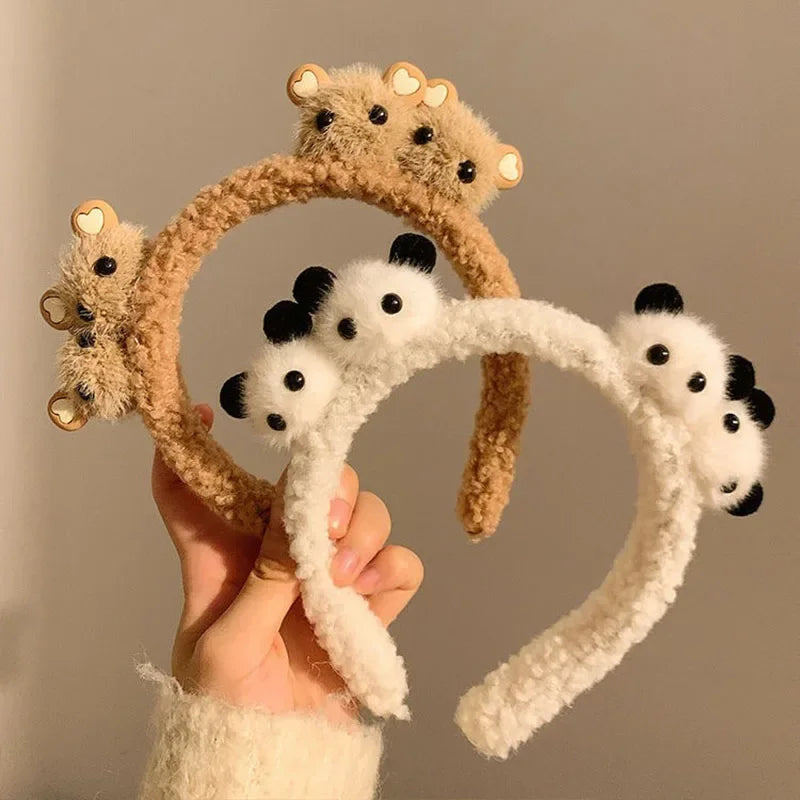 Kawaii Plush Bear Hairband 🐻💕 | Cute Anti-Slip Headband for Women | Adorable Face Wash Accessory 🎀✨