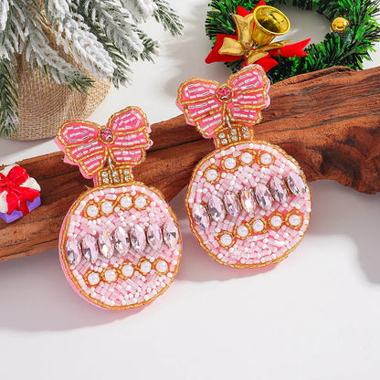 Pink Bowknot Christmas Tree Earrings For Women Boho Resin Drop Jewelry 🎀🌸🎄