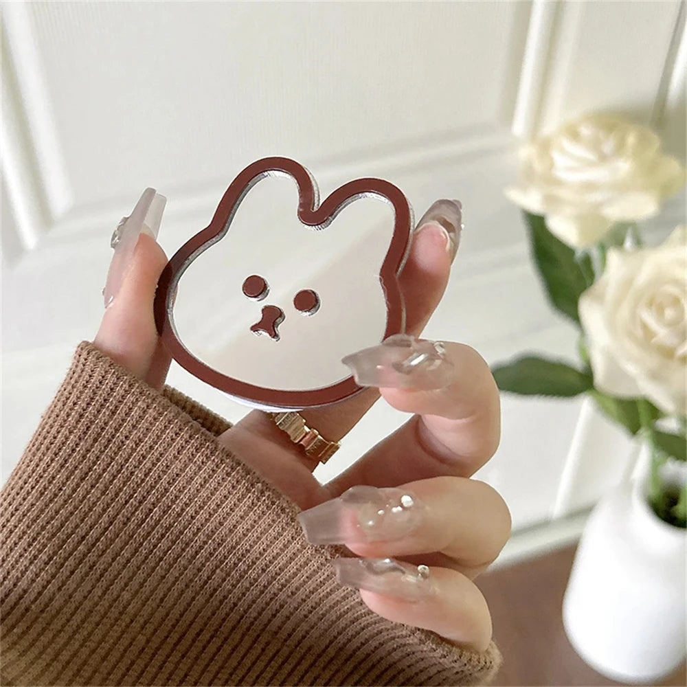 Kawaii Rabbit Mirror Grip Tok 🐰✨ | Adorable Foldable Phone Stand & Ring Holder for iPhone 📱💕