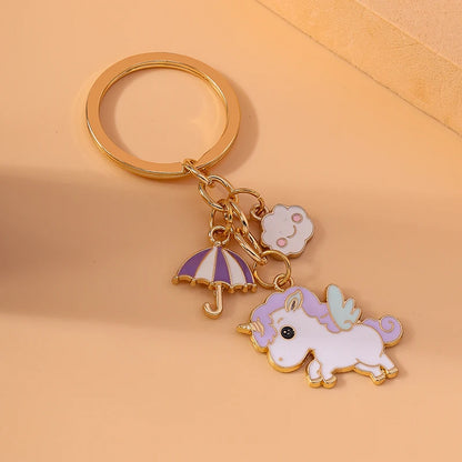 Kawaii Unicorn Horse Enamel Keychain 🦄✨ | Cute Metal Key Ring Pendant for Women & Girls | Perfect DIY Gift for Handbags & Car Keys 🎁💕