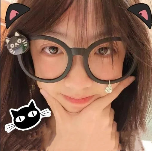 Kawaii Cat Paw Glasses Frame 🐾✨ | Y2K Anime Retro Eyewear 🎀 | Cute Decorative Gift 🎁 for Cosplay & Parties!