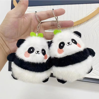Cute Panda Keychain Pendant Plush Toy Animal Keyring Backpack Car Hanging Doll Accessories Ornament Gifts for Women Men