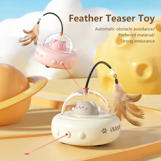 Kawaii Electric UFO Cat Teaser Stick 🛸✨ - Interactive Feather Toy with Bell for Playful Feline Fun! 🐾🎀